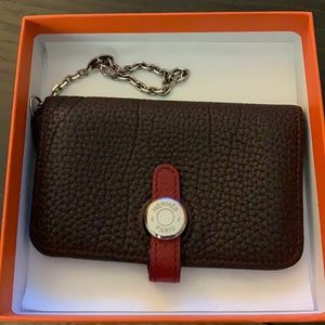 Authentic HERMES Compact Dogon Business Card Holder Pass Case Card Case Togo